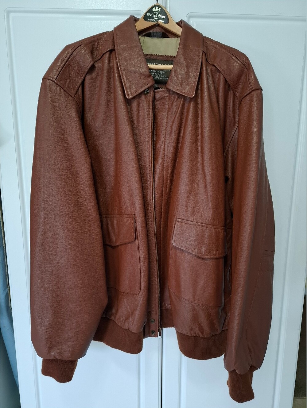 Men's Brown Leather Bomber Jacket